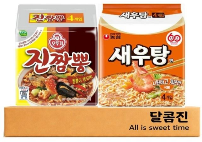 [달콤진] 진짬뽕 4p + 새우탕 4p, 1세트