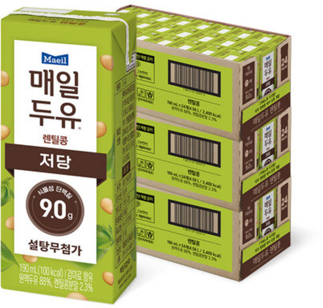 매일두유 렌틸콩 저당두유 3박스 (190ml X 72팩), 190ml