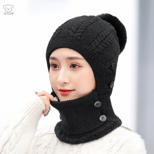 리2치점빵 여성용 방울 넥워머모자 스노우보드용품 자외선차단마스크