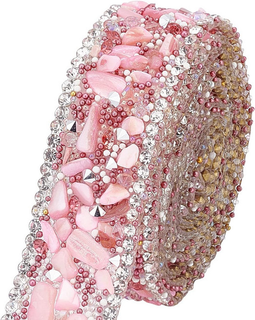 1m 핫픽스 라인스톤 테이블 터블드 젬톤 칩 의상 액세서리 벨트 장식 핑크 2x0.2cm 1박스