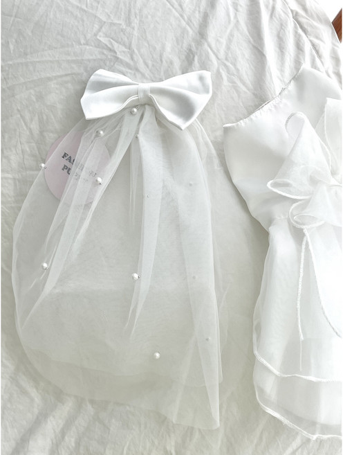 강아지 웨딩 베일 결혼식 화동 헤어핀