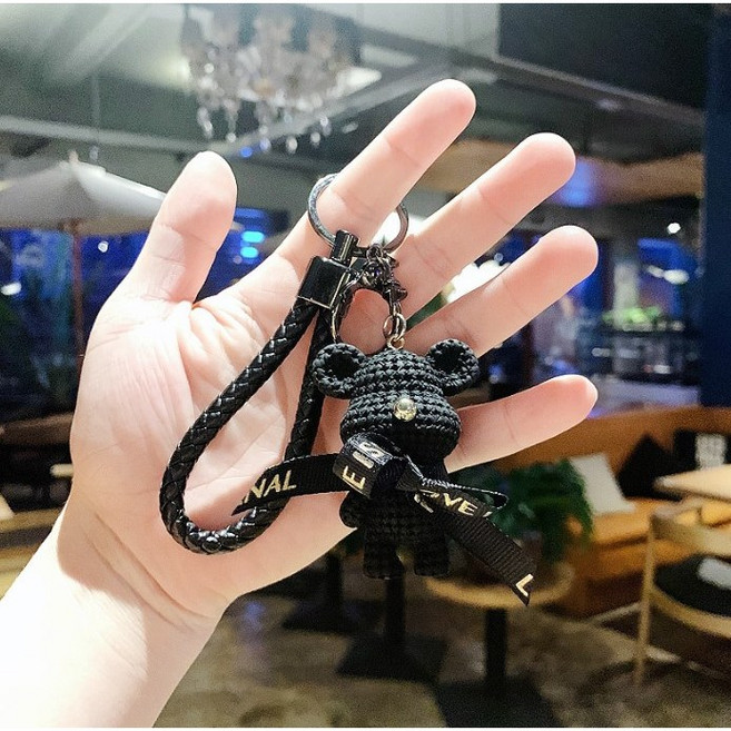 버블리데이 자동차키링 키홀더 캐릭터 열쇠고리 가방장식 인형 선물, 니트곰 키링, 블랙