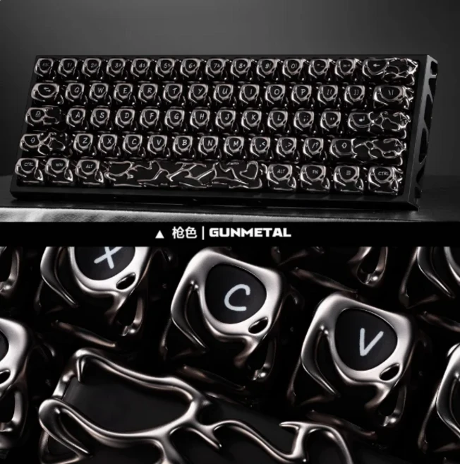 XVX Venom Keycap 금속 질감 빈 젖빛 반투명 디자인 크리 티브 기계식 키보드 광 전송 키캡, 06 61 key