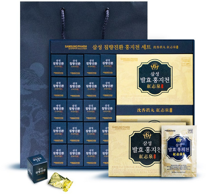 삼성제약 침향진환&홍지천 세트 쇼핑백, 1세트, 75g