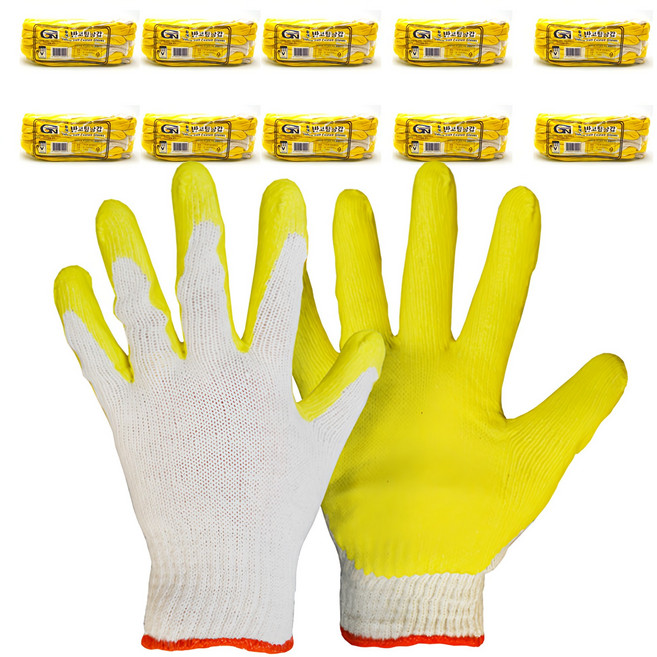 가드맨 반코팅장갑 양손착용 세트, 황색, 100개
