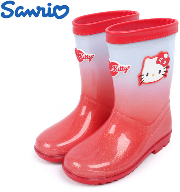 헬로키티 캐릭터 얼굴 아동장화 고급스러운 펄 디자인