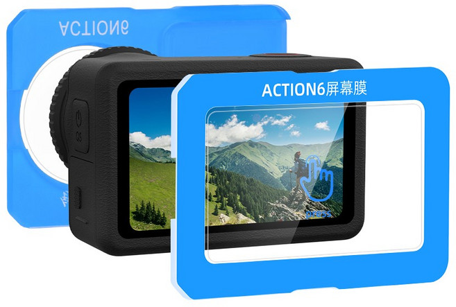 [Flymile] DJI 액션6 강화 유리 필름 3in1 세트 / 가이드 프레임으로 쉬운 부착, 1세트, AC6023