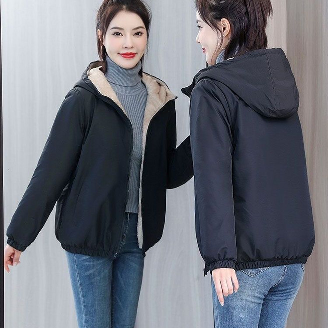 중년 여성 겨울 점퍼 캐주얼 도톰 코트 루즈핏 중장년 엄마 방한 방수 후드 패딩 점퍼 SYM