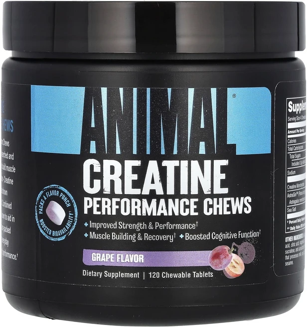 새해 건강을 선물하세요 Animal 크레아틴 퍼포먼스 츄 포도 맛 츄어블 120정 특별관리진행, Animal크레아틴퍼포먼스츄포도맛츄어블120정, 1개 - 쿠팡