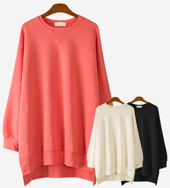 에스티아 8195 제니 언발 롱 맨투맨 빅사이즈