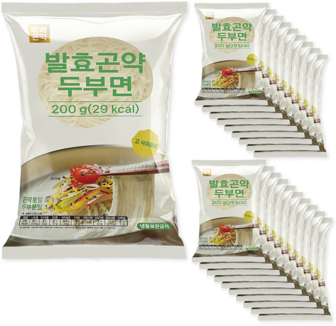 100g당 14.5kcal 빼빼곤약 발효곤약두부면 200g x 20팩, 20개