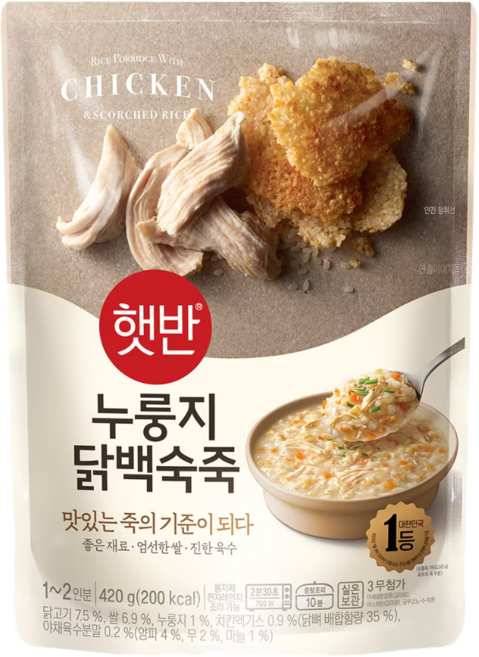 햇반 누룽지 닭백숙죽, 420g, 21개