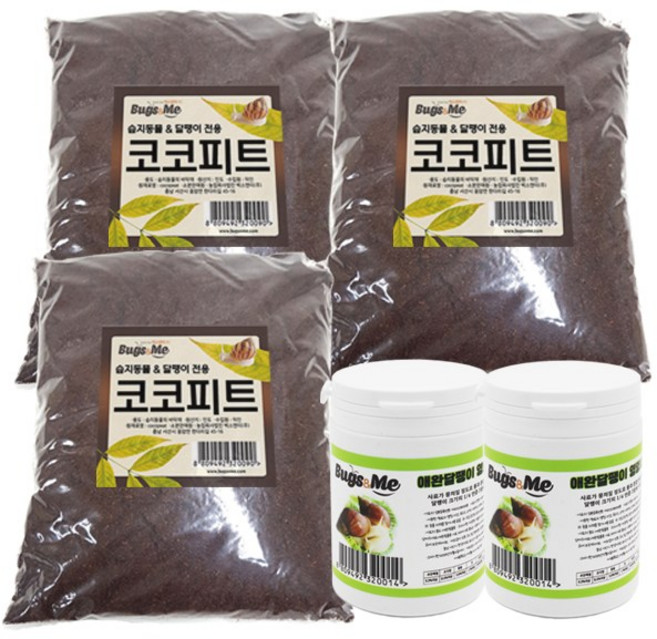 벅스앤미 코코피트3봉 달팽이사료2통묶음, 240g, 6L, 1세트