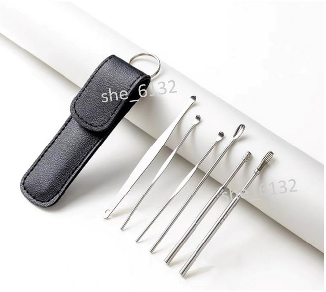 掏耳棒 六件組 黑色套組, 1個, 掏耳棒6in1