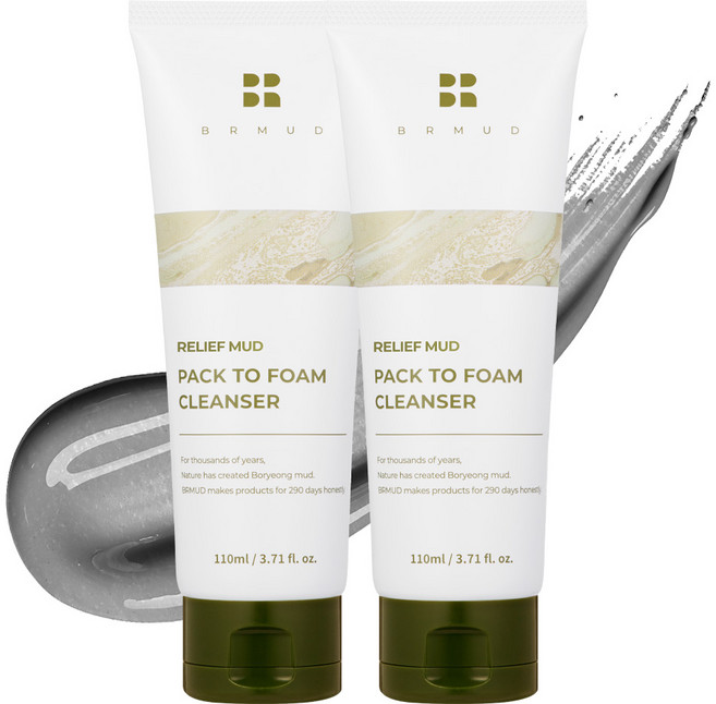 비알머드 리커버리 머드 팩 투 폼 클렌저, 110ml, 2개