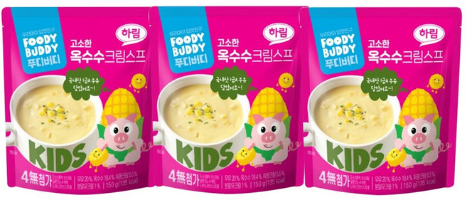 푸디버디 옥수수크림스프, 150g, 3개