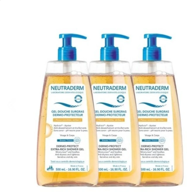 NEUTRADERM 뉴트라덤 더모 프로텍터 엑스트라 리치 샤워 젤, 3개, 500ml - 쿠팡