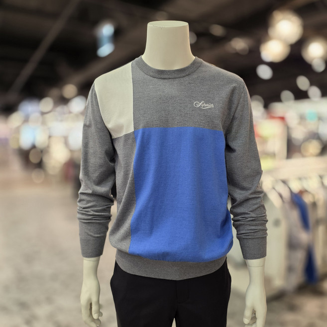 슈페리어골프 남성 라운드넥 칼라블럭 간절기 스웨터 IM0GTSR102