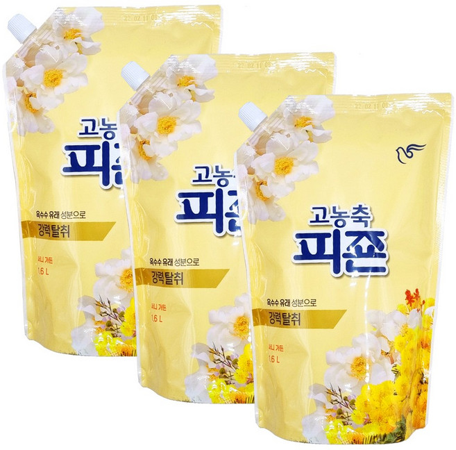 피죤 고농축 강력탈취 오리지널 섬유유연제 써니가든 리필, 1.6L, 3개
