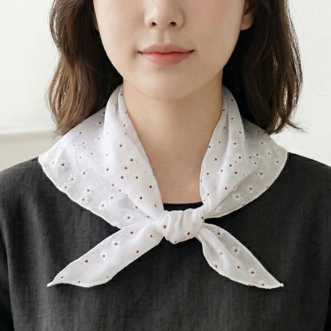 [국산 면100%] 룸브리 아사면 쁘띠 삼각스카프