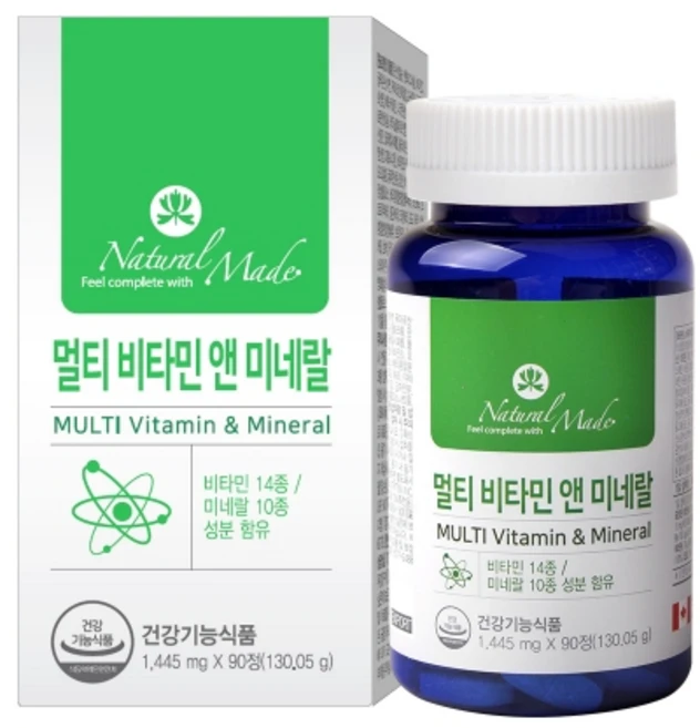 네츄럴메이드 멀티 씹어먹는 비타민 온가족 영양제 수험생 미네랄 임산부 탄산칼슘 90정, 2개 - 쿠팡