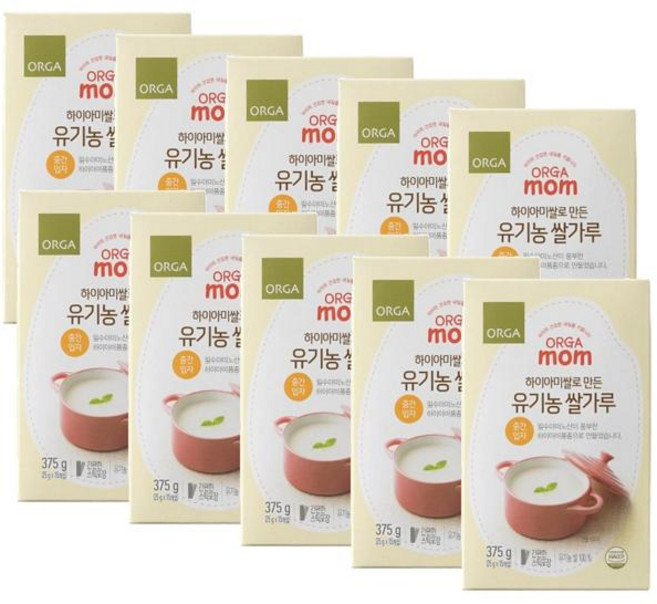 ORGA 하이아미쌀로 만든 유기농 쌀가루(중간입자), 10개, 375g