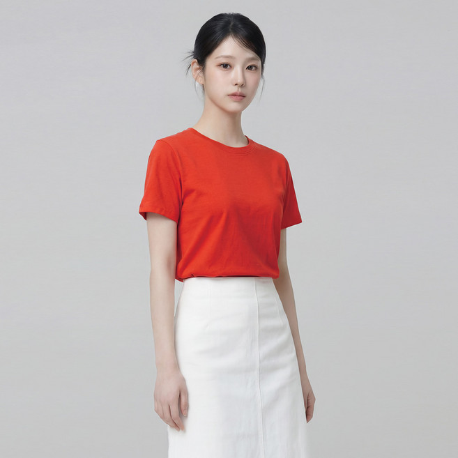 엠제이스타 베이직 데일리 옆트임 무지 반팔 티