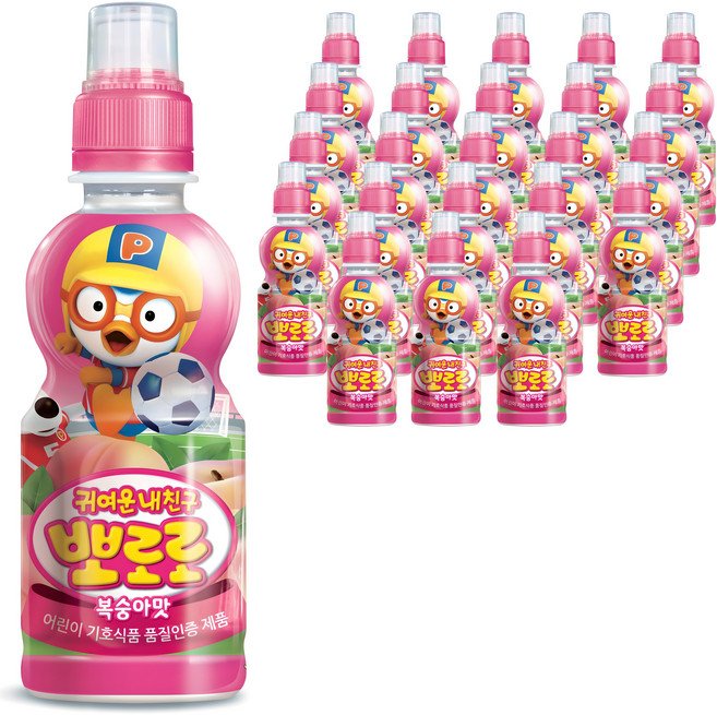 팔도 뽀로로 캐릭터 음료 복숭아맛, 235ml, 24개