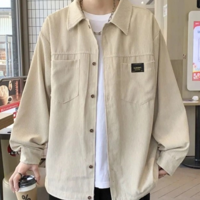 레이디 매직(lady magic) 봄 가을 남성 캐주얼 빈티지 골덴 긴팔 셔츠 남방