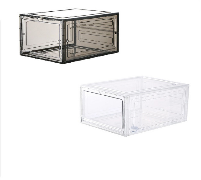 摺疊組合式硬質鞋盒, 全透灰(前開), 2個