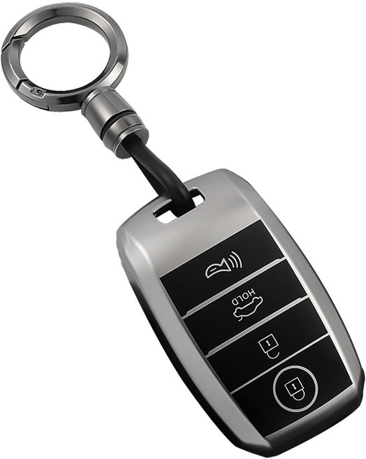 HAKO 메탈릭 TPU 차키케이스+키홀더 (기아호환 ), K-02, 메탈릭실버