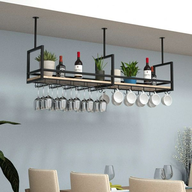 와인잔 걸이 진열장 수납 선반 잔정리 레스토랑 장식장, 1개, 블랙 180x30x높이 60cm