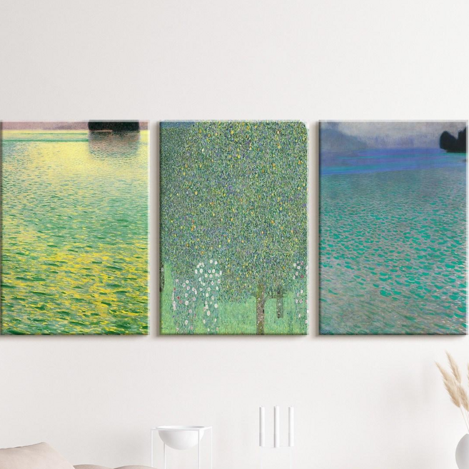 더 아트 컴퍼니 명화그림 고흐 모네 클림트 마티스 르누아르 3세트 2세트 대형 거실 풍수 인테리어 명화 액자 집들이 개업 선물, 1. 클림트 -3세트 아테제와 나무