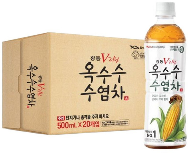광동 옥수수수염차 500ml x 20pet (유 / 무라벨 랜덤), 20개