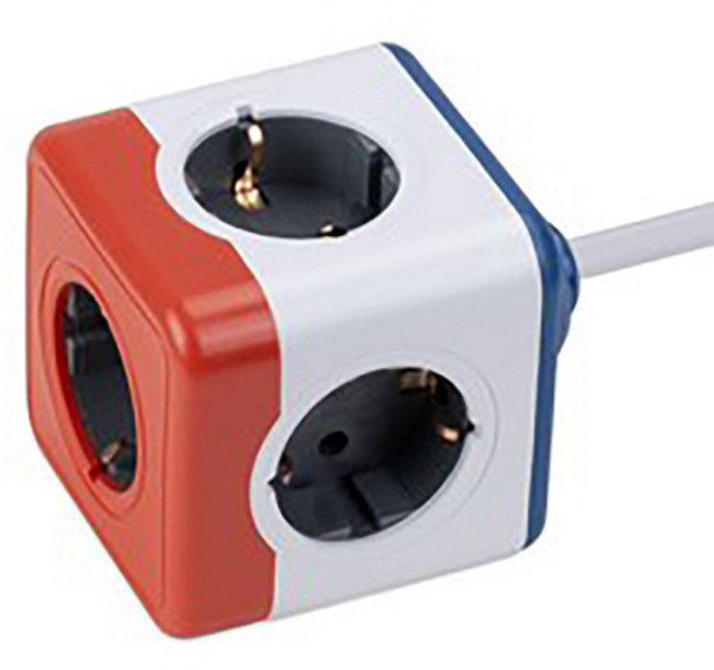 파워큐브V2 5구 익스텐디드 1.5M 고용량 디자인 멀티탭, 에디션 (레드+블루), 1개