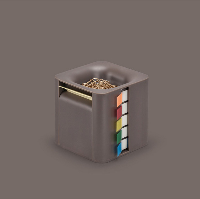 [데스크랩] 롤 메모지 인덱스 큐브 디스펜서, 1개, 브라운