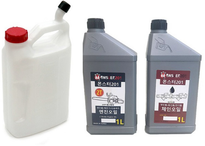 몬스터201 엔진오일+체인오일+국산 혼합통 세트 엔진톱, 1개