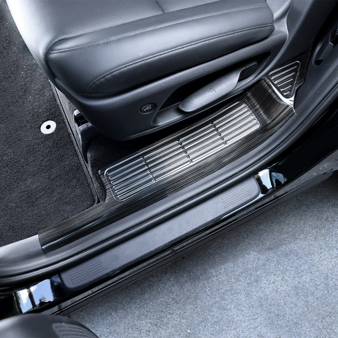 카스타 호환 디올뉴 팰리세이드 풀체인지 도어스커프 커버 튜닝 용품 기스방지 실버 블랙 몰딩, [블랙] 2열 도어스커프 커버 2P