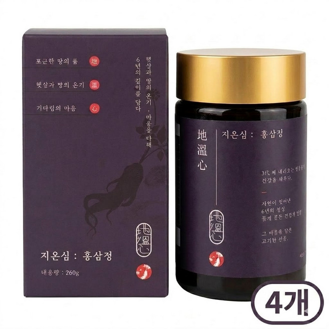 6년근 풍기 인삼 홍삼농축액 홍삼정 첨가물0% 순수 홍삼 100% 프리미엄 선물세트 보자기포장 쇼핑백 포함, 4개, 260ml