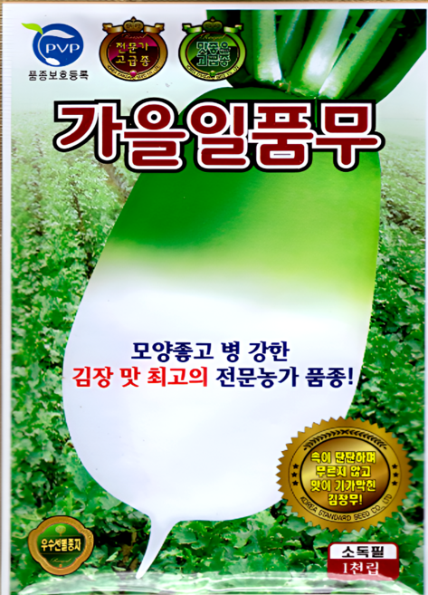 가을일품무 씨앗 1000립 김장무 종자 병에강한 가을무 무씨앗 텃밭 주말농장 채소씨앗 재배용 ks, 1개