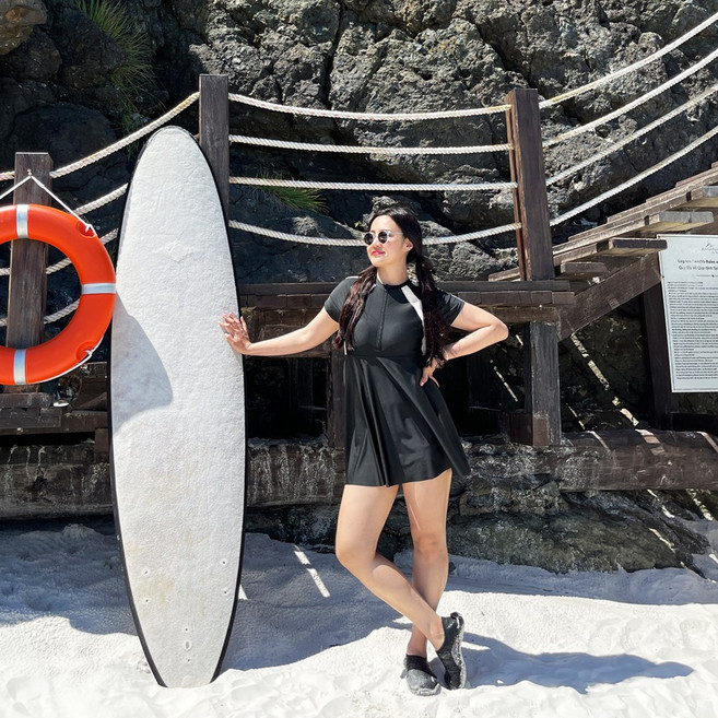 [XL-5XL]오션라인 래쉬 수영복 빅사이즈 래쉬가드 스윔 여성 캡내장 래시가드세트 물놀이 바캉스, 블랙