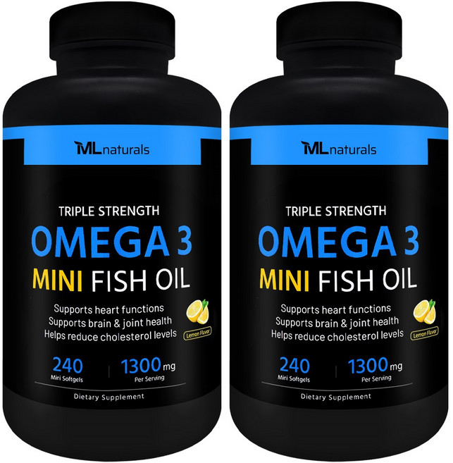[미국빠른직구] 신제품 마이라이프 내추럴스 오메가3 미니 피시 오일 1300mg, 240정, 2개