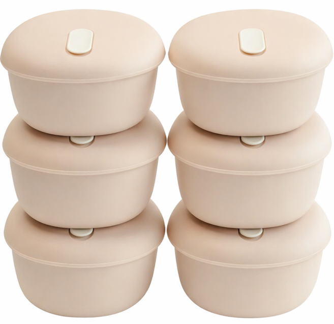 실리콘 밥팩 전자레인지 용기 350ml, 블러쉬핑크-350ml, 6개