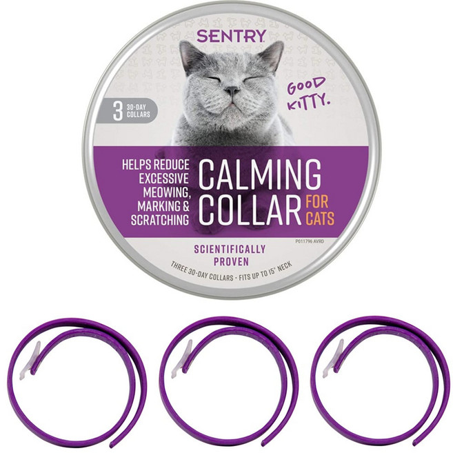 센트리 카밍칼라 고양이 목걸이 3개 이동 이사 스트레스 불안 긴장 완화 목줄, 1개