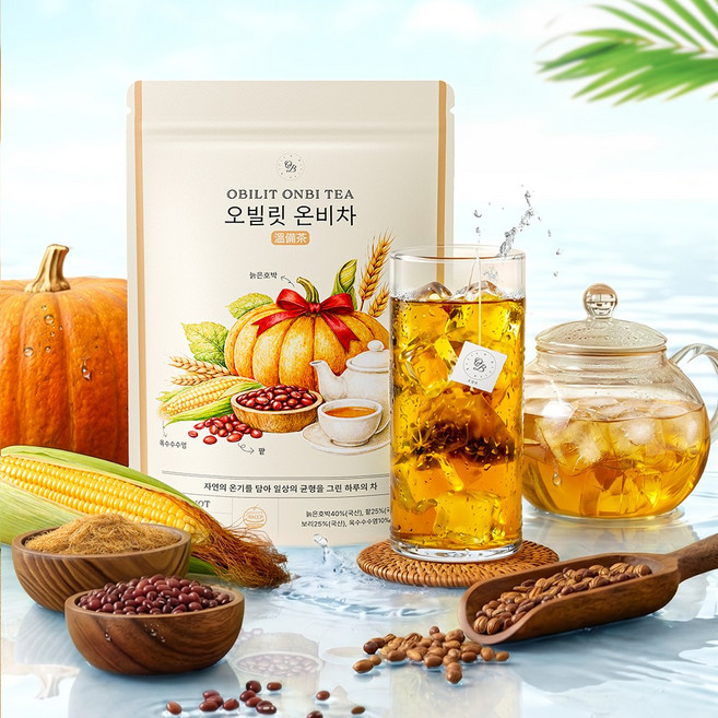 오빌릿 온비차 호박팥차 티백 옥수수수염 보리 무카페인 차, 1개, 40개입, 1.5g