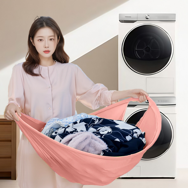 딜러버 이지런드리 런드리버킷 세탁바구니 빨래바구니, 1개, 피치