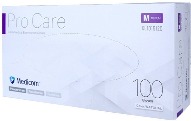메디컴 프로케어 진료용 라텍스 장갑 100p, 아이보리, 중(M), 1개