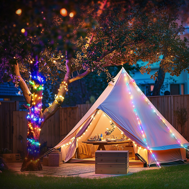 태양광 줄조명 트리 전구 전등 태양열 정원등 LED 테라스 경관조명 수목등 노란빛, 컬러(5m)