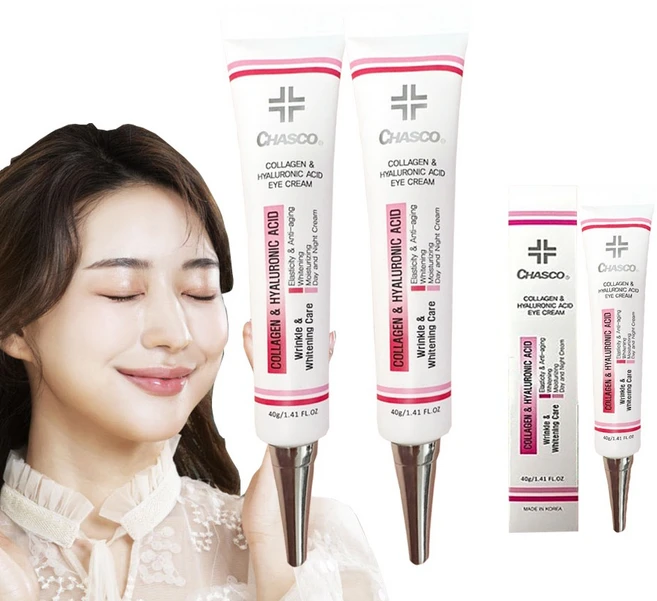 [정품 신형 2+1] 차스코 콜라겐 히아루론산 아이크림 2+1 총 3박스 이벤트! 눈가 팔자주름 필러 효과 탄력 아이크림, 3개, 40g - 쿠팡