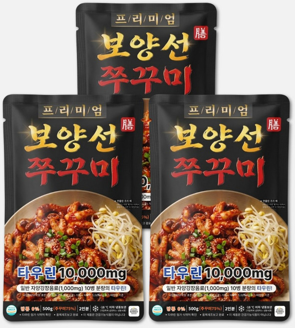 프리미엄 보양선 양념 쭈꾸미볶음 타우린10 000mg 함유 보양식 캠핑 밀키트, 3개, 500g